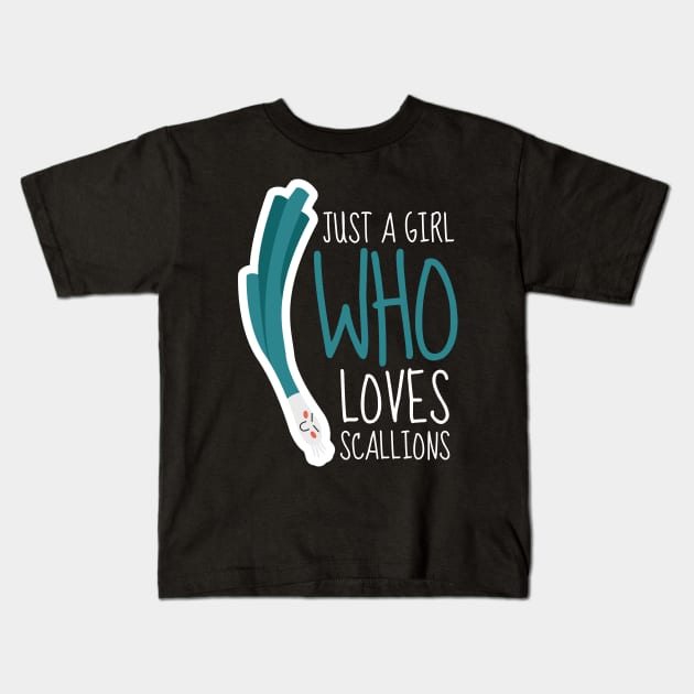 Just A Girl Who Loves Scallions Funny Kids T-Shirt by DesignArchitect